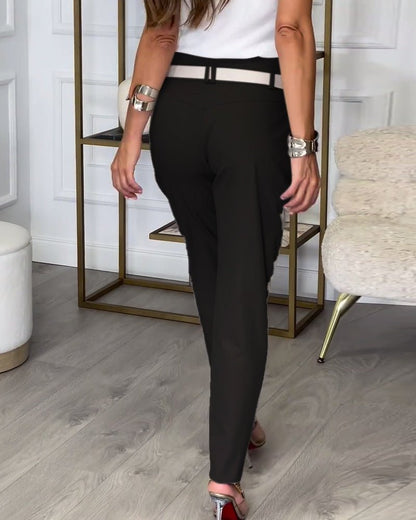 Bree - Patchwork Pants with Belt