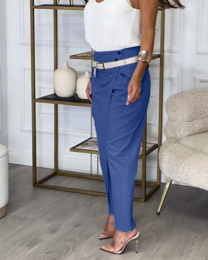 Bree - Patchwork Pants with Belt