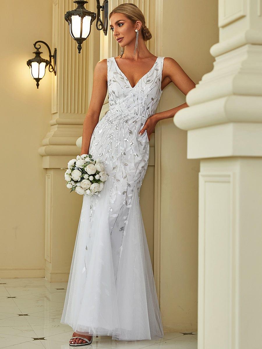 ever ORIEL|Women's Double V-Neck Fishtail Sequin Evening Dress