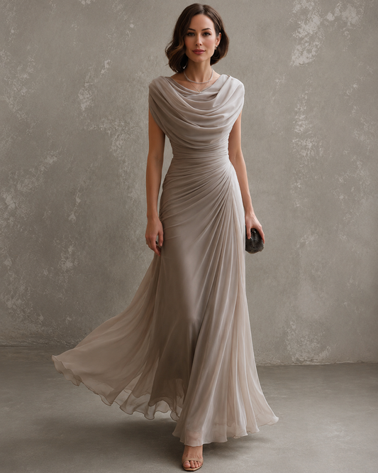 Vivienne™ Elegant Ruched Floor-Length Maxi Dress for Weddings & Formal Occasions