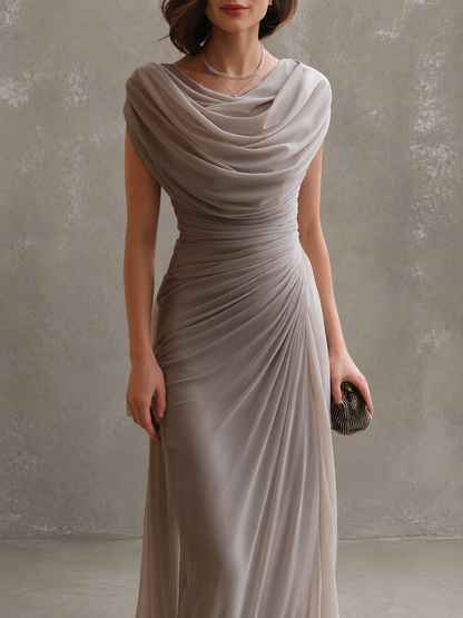 Vivienne™ Elegant Ruched Floor-Length Maxi Dress for Weddings & Formal Occasions