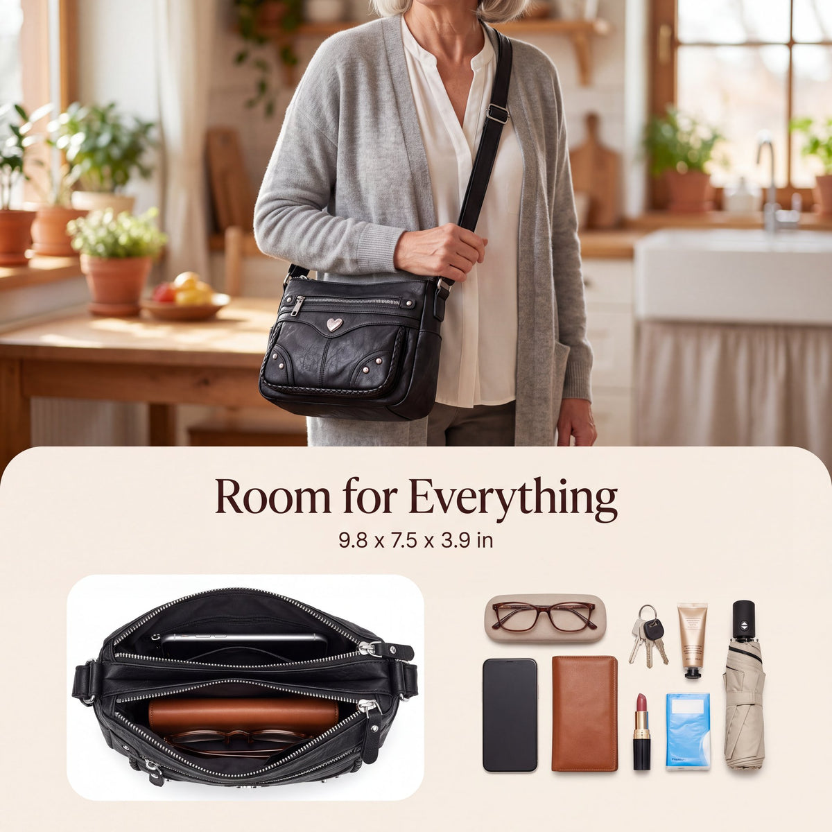 📢📢50% OFF !! ⏰Women's Soft PU Leather Multi-Pocket Crossbody Bag