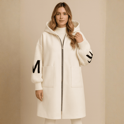 SELENE | LONG KNITTED HOODIE COAT