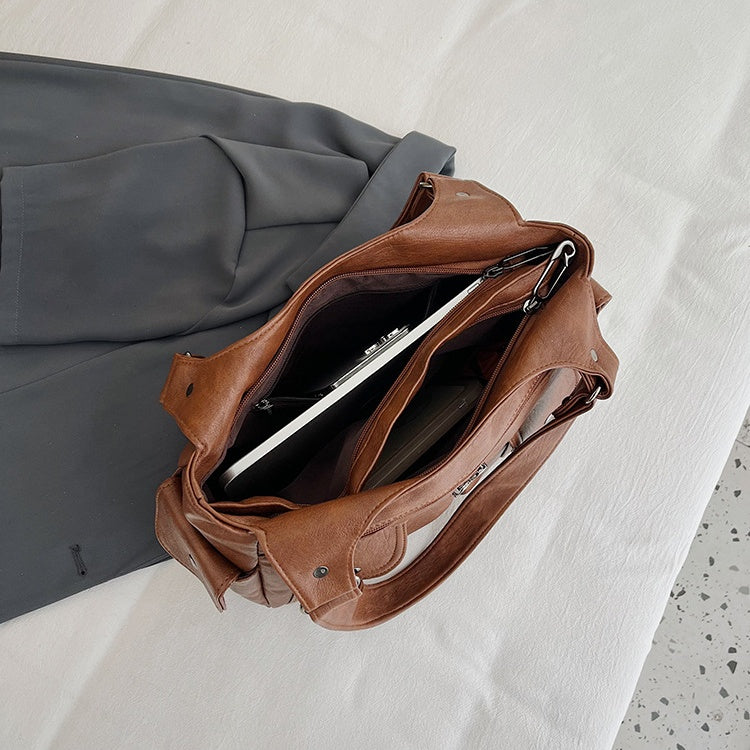 Women's Soft PU Leather Multi-Pocket Tote Bag
