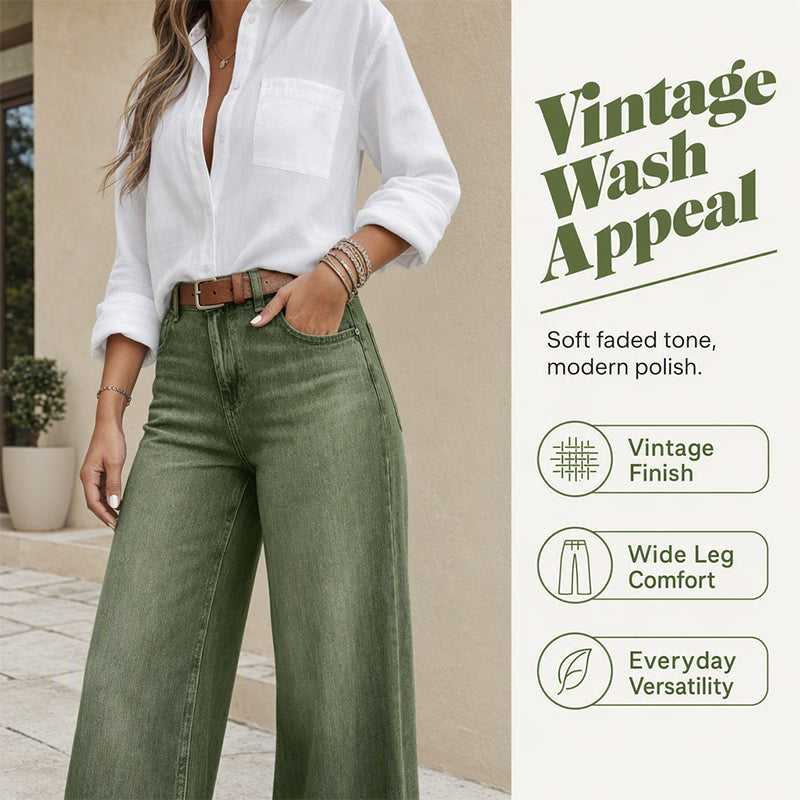 Renee | Women's Vintage High-Waisted Wide-Leg Jeans