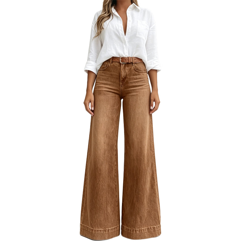 Renee | Women's Vintage High-Waisted Wide-Leg Jeans