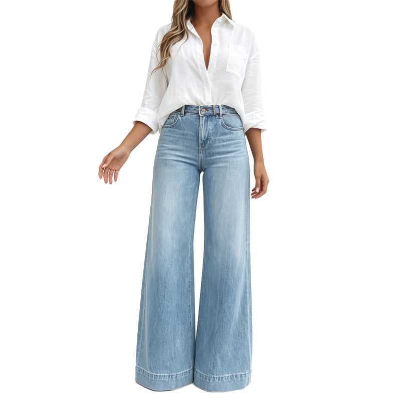 Renee | Women's Vintage High-Waisted Wide-Leg Jeans