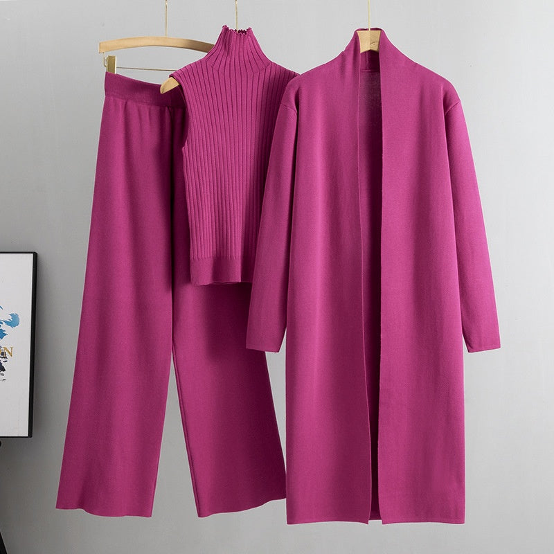 Suze | 3-Piece Set - Autumn Sleeveless Vest & Cardigan & Trousers