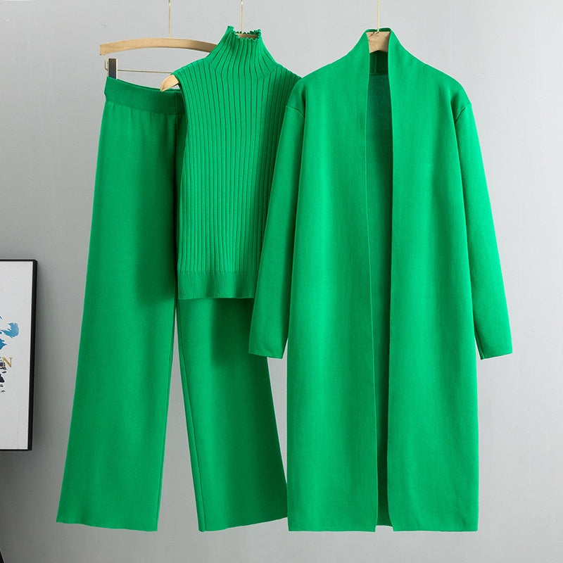 Suze | 3-Piece Set - Autumn Sleeveless Vest & Cardigan & Trousers
